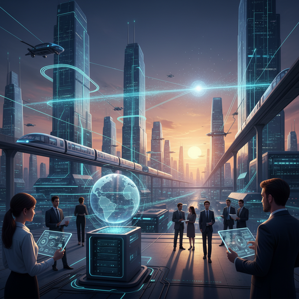Un réseau de communication futuriste symbolisant la 6G et la connectivité de demain.
